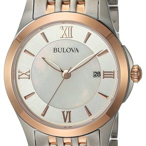 Bulova Damklocka 98M125 Vit/Roséguldstonat stål Ø27 mm