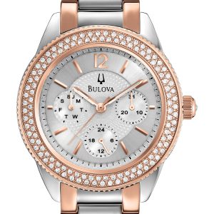 Bulova Damklocka 98N100 Crystal Silverfärgad/Roséguldstonat stål