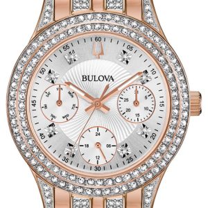 Bulova Damklocka 98N113 Silverfärgad/Roséguldstonat stål Ø33 mm