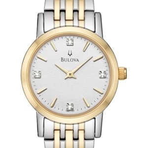 Bulova Damklocka 98P115 Diamond Silverfärgad/Gulguldtonat stål Ø27