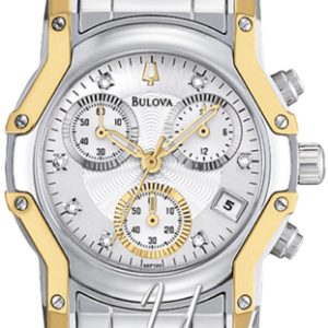 Bulova Damklocka 98P120 Diamond Silverfärgad/Gulguldtonat stål Ø32