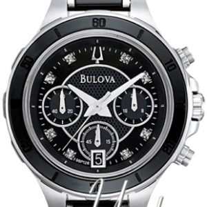 Bulova Damklocka 98P126 Diamond Svart/Keramik Ø33 mm