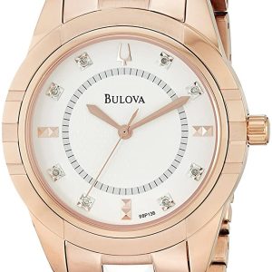 Bulova Damklocka 98P138 Vit/Roséguldstonat stål Ø28 mm