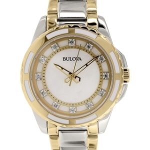 Bulova Damklocka 98P140 Vit/Stål Ø32 mm