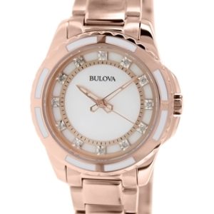 Bulova Damklocka 98P141 Vit/Roséguldstonat stål Ø32 mm