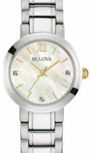 Bulova Damklocka 98P153 Diamond Vit/Stål Ø30 mm