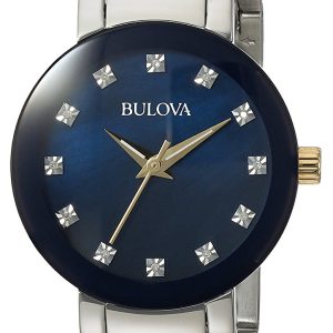 Bulova Damklocka 98P157 Diamond Blå/Gulguldtonat stål Ø26 mm