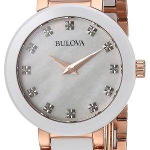 Bulova Damklocka 98P160 Vit/Roséguldstonat stål Ø28 mm