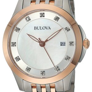 Bulova Damklocka 98P162 Diamond Vit/Roséguldstonat stål Ø36 mm