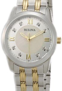 Bulova Damklocka 98P168 Diamond Vit/Gulguldtonat stål Ø30 mm