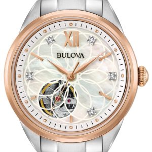 Bulova Damklocka 98P170 Vit/Roséguldstonat stål Ø35 mm