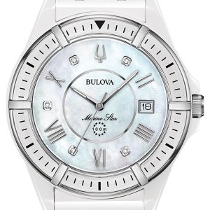 Bulova Damklocka 98P172 Vit/Stål Ø37 mm