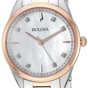 Bulova Damklocka 98P183 Diamond Vit/Roséguldstonat stål Ø31 mm