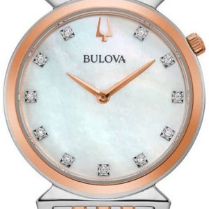 Bulova Damklocka 98P192 Classic Vit/Roséguldstonat stål Ø30 mm