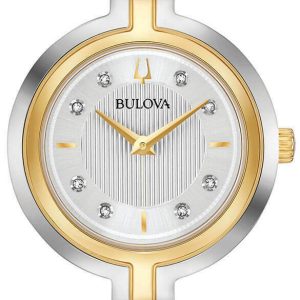 Bulova Damklocka 98P193 Diamond Silverfärgad/Gulguldtonat stål Ø30