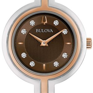 Bulova Damklocka 98P194 Diamond Brun/Roséguldstonat stål Ø30 mm