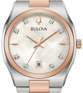 Bulova Damklocka 98P199 Surveyor Vit/Roséguldstonat stål Ø34 mm