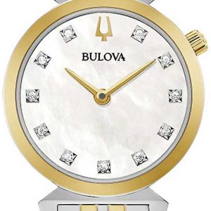 Bulova Damklocka 98P202 Vit/Gulguldtonat stål Ø24 mm