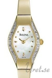 Bulova Damklocka 98R105 Diamonds Dam Vit/Gulguldtonat stål 25x15 mm