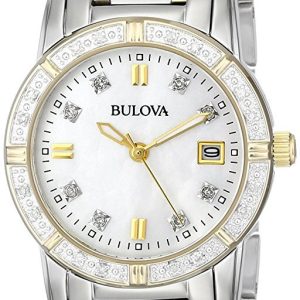 Bulova Damklocka 98R107 Diamond Vit/Gulguldtonat stål Ø26 mm