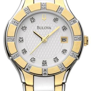 Bulova Damklocka 98R119 Diamond Vit/Stål Ø34 mm