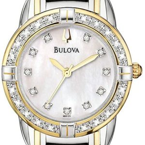 Bulova Damklocka 98R125 Diamond Vit/Gulguldtonat stål Ø28 mm