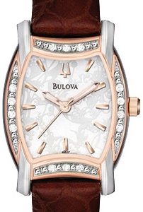 Bulova Damklocka 98R137 Diamond Vit/Läder