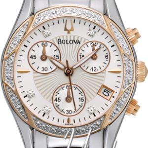 Bulova Damklocka 98R149 Diamond Vit/Stål Ø32 mm