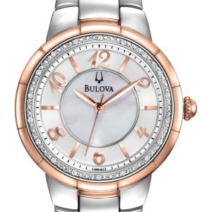 Bulova Damklocka 98R162 Rosedale Vit/Roséguldstonat stål Ø33.5 mm