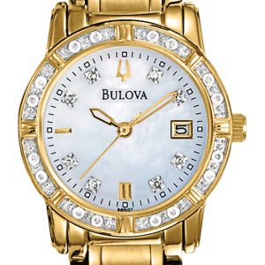 Bulova Damklocka 98R165 Highbridge Vit/Gulguldtonat stål Ø26 mm