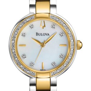 Bulova Damklocka 98R172 Aracena Vit/Gulguldtonat stål Ø29 mm