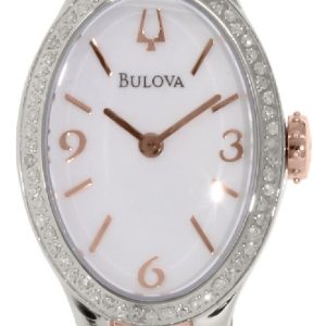 Bulova Damklocka 98R190 Diamond Vit/Roséguldstonat stål Ø21 mm