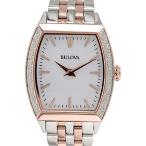 Bulova Damklocka 98R200 Diamond Vit/Roséguldstonat stål