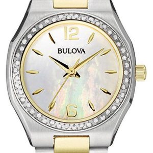 Bulova Damklocka 98R204 Diamond Vit/Gulguldtonat stål Ø26 mm