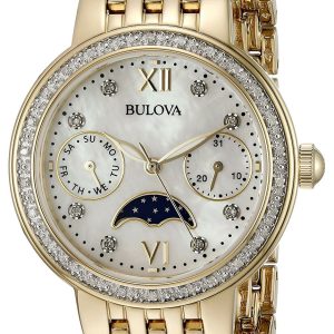 Bulova Damklocka 98R224 Diamond Silverfärgad/Gulguldtonat stål Ø31