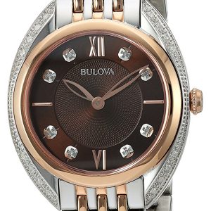 Bulova Damklocka 98R230 Diamond Brun/Roséguldstonat stål Ø30 mm