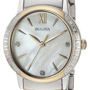 Bulova Damklocka 98R231 Diamond Vit/Gulguldtonat stål Ø20 mm