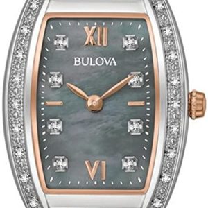 Bulova Damklocka 98R232 Svart/Roséguldstonat stål