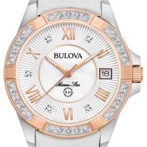 Bulova Damklocka 98R233 Vit/Läder Ø32 mm