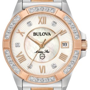 Bulova Damklocka 98R234 Vit/Roséguldstonat stål Ø32 mm