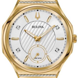 Bulova Damklocka 98R237 Diamond Vit/Gummi Ø40.5 mm