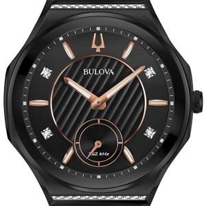 Bulova Damklocka 98R240 Diamond Svart/Gummi Ø40.5 mm