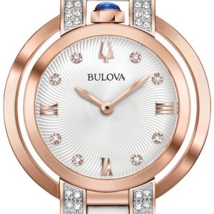 Bulova Damklocka 98R243 Diamond Vit/Läder Ø35 mm