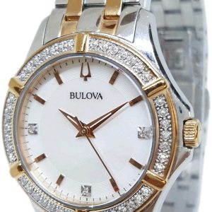 Bulova Damklocka 98R271 Vit/Roséguldstonat stål Ø34 mm