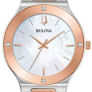 Bulova Damklocka 98R274 Vit/Roséguldstonat stål Ø32 mm