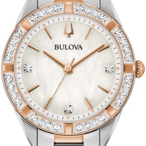 Bulova Damklocka 98R281 Vit/Roséguldstonat stål Ø32.5 mm