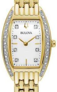 Bulova Damklocka 98R282 Diamond Vit/Gulguldtonat stål