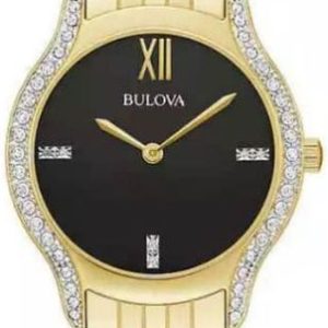 Bulova Damklocka 98R289 Classic Svart/Gulguldtonat stål Ø30 mm