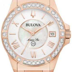 Bulova Damklocka 98R295 Marine Star Vit/Roséguldstonat stål Ø32 mm