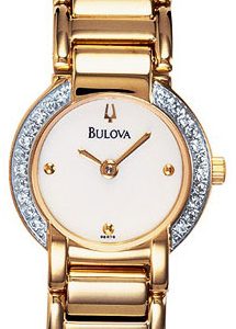 Bulova Damklocka 98R76 Diamond Vit/Gulguldtonat stål Ø22 mm